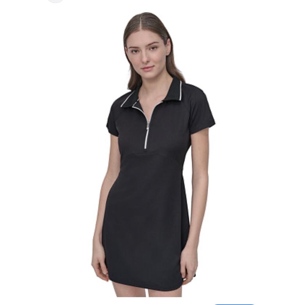 DKNY Sport, a polo-inspired look in piqué knit. Sz L
